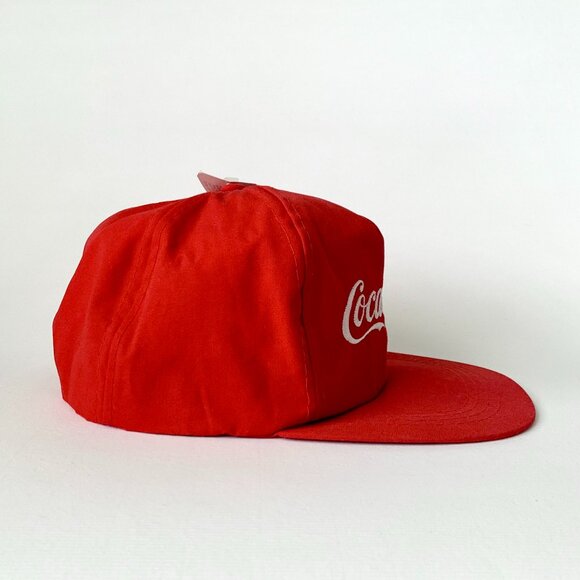 90's Coca Cola Red Snapback Hat Flat Bill Dead Stock Coke Trucker Hypebeast Rare - Picture 3 of 14